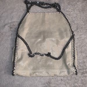 Large Cream Nickel Chain Shoulder Bag